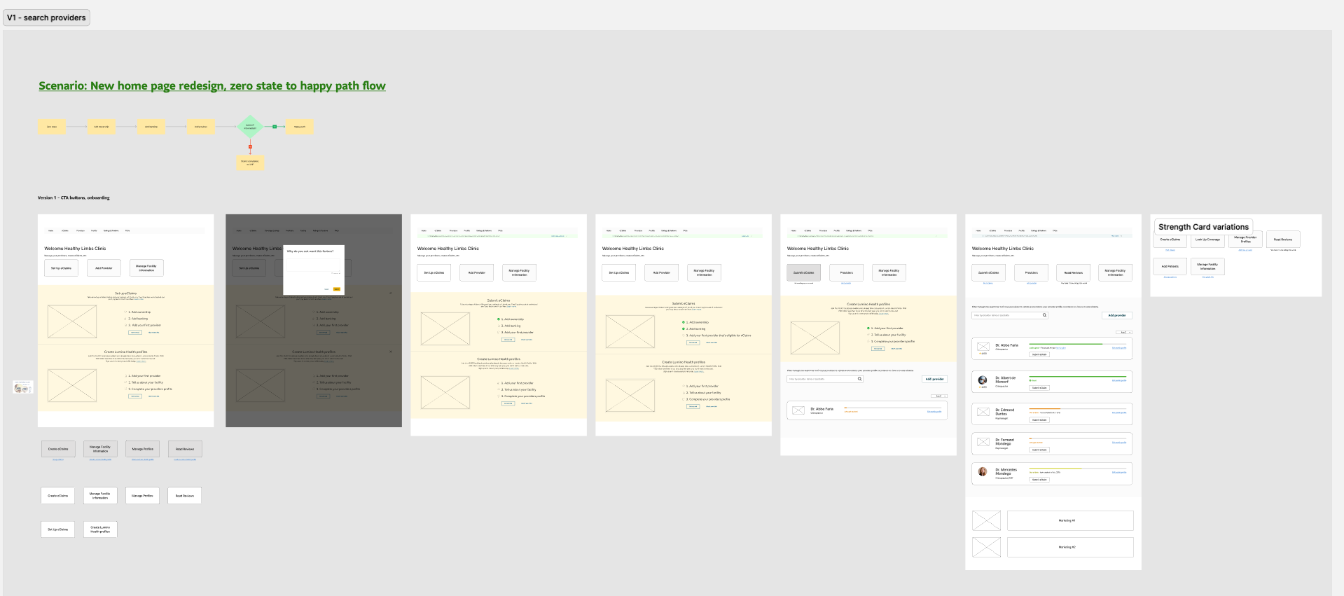 Home page version 1: Provider table