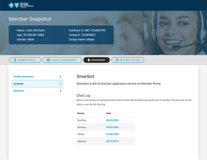 AM360 smartbot page, the first section