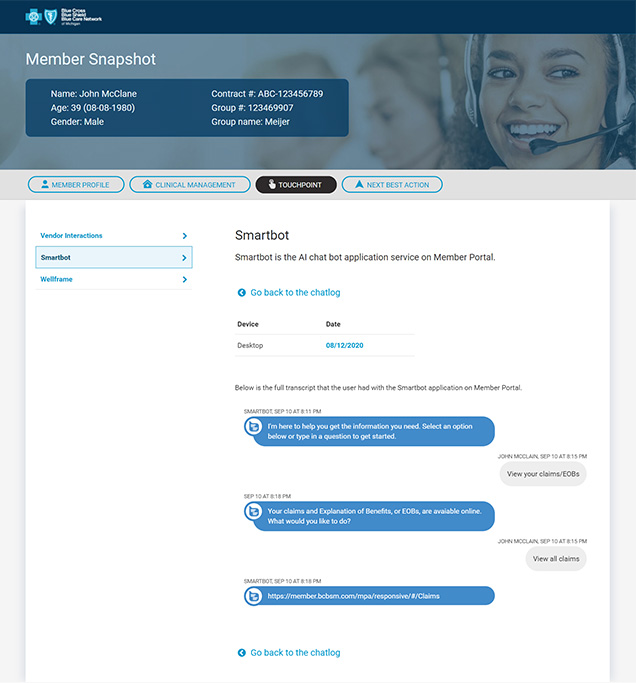 AM360 smartbot page, the second section