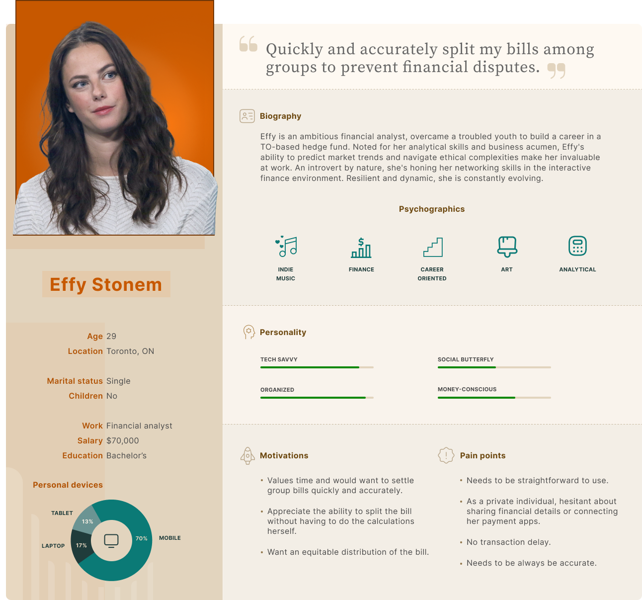 wePay persona #1 visual with information
